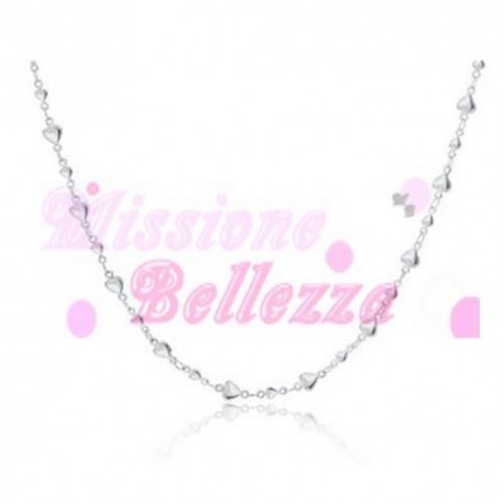 BRAND GIOIELLI GOOD FEELING COLLANA CATENA CUORI PICCOLI E GRANDI IN ACCIAIO